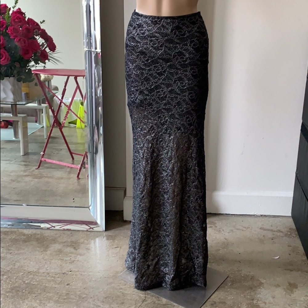 Nightcap long fitted skirt silver/grey/black